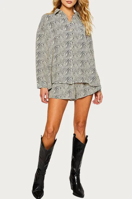 OVERSIZED ZEBRA-PRINT TEXTURED SHIRT