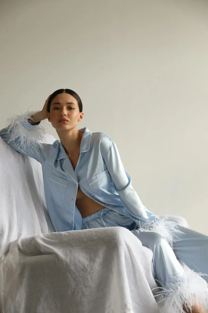 Pajama set - Blue feathers with pants