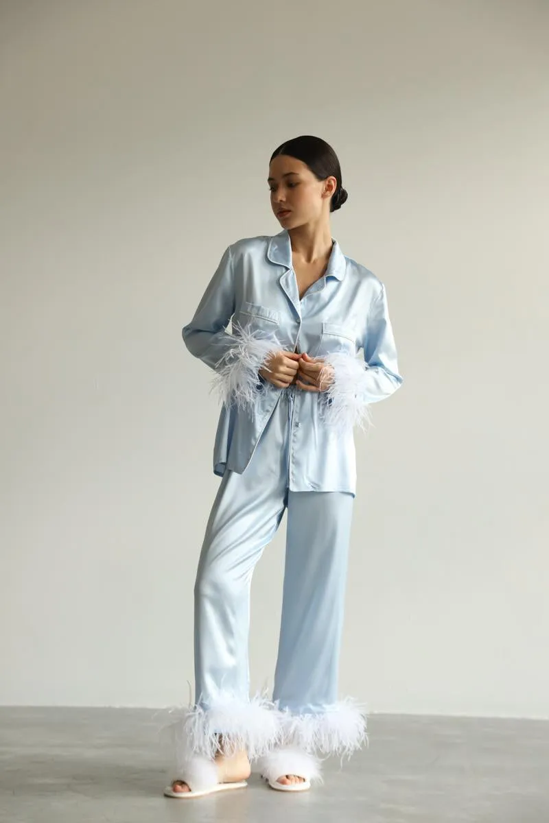 Pajama set - Blue feathers with pants
