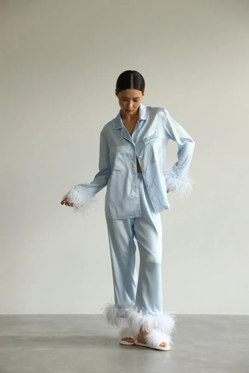 Pajama set - Blue feathers with pants