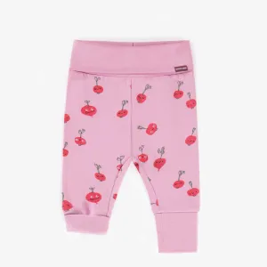 Pantalon évolutif mauve à motifs en coton biologique, bébé  || Purple patterned evolutive pants in organic cotton, baby