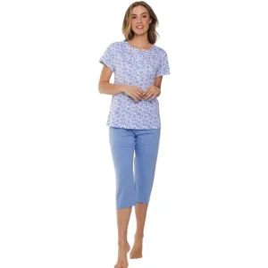 Pastunette Mini Floral Half Button Capri Leg Pyjama Set