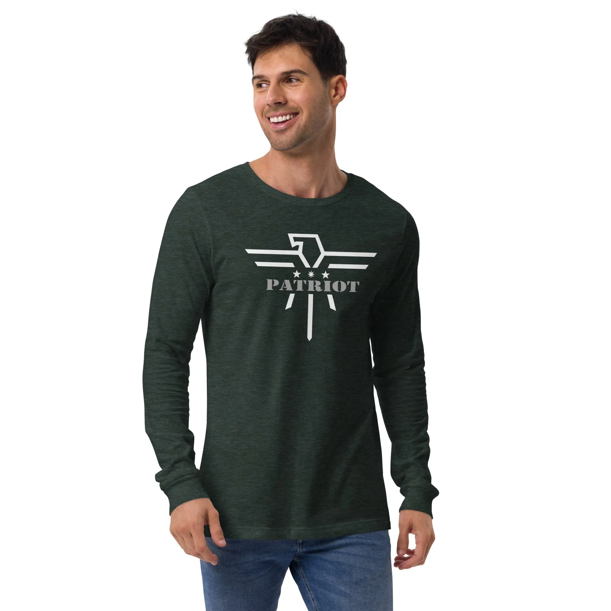 Patriot Grey and White Eagle Unisex Long Sleeve Tee
