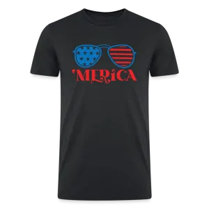 Patriotic Shades of 'Merica: Tri-Blend Organic Shirt with Flag-Inspired Sunglasses