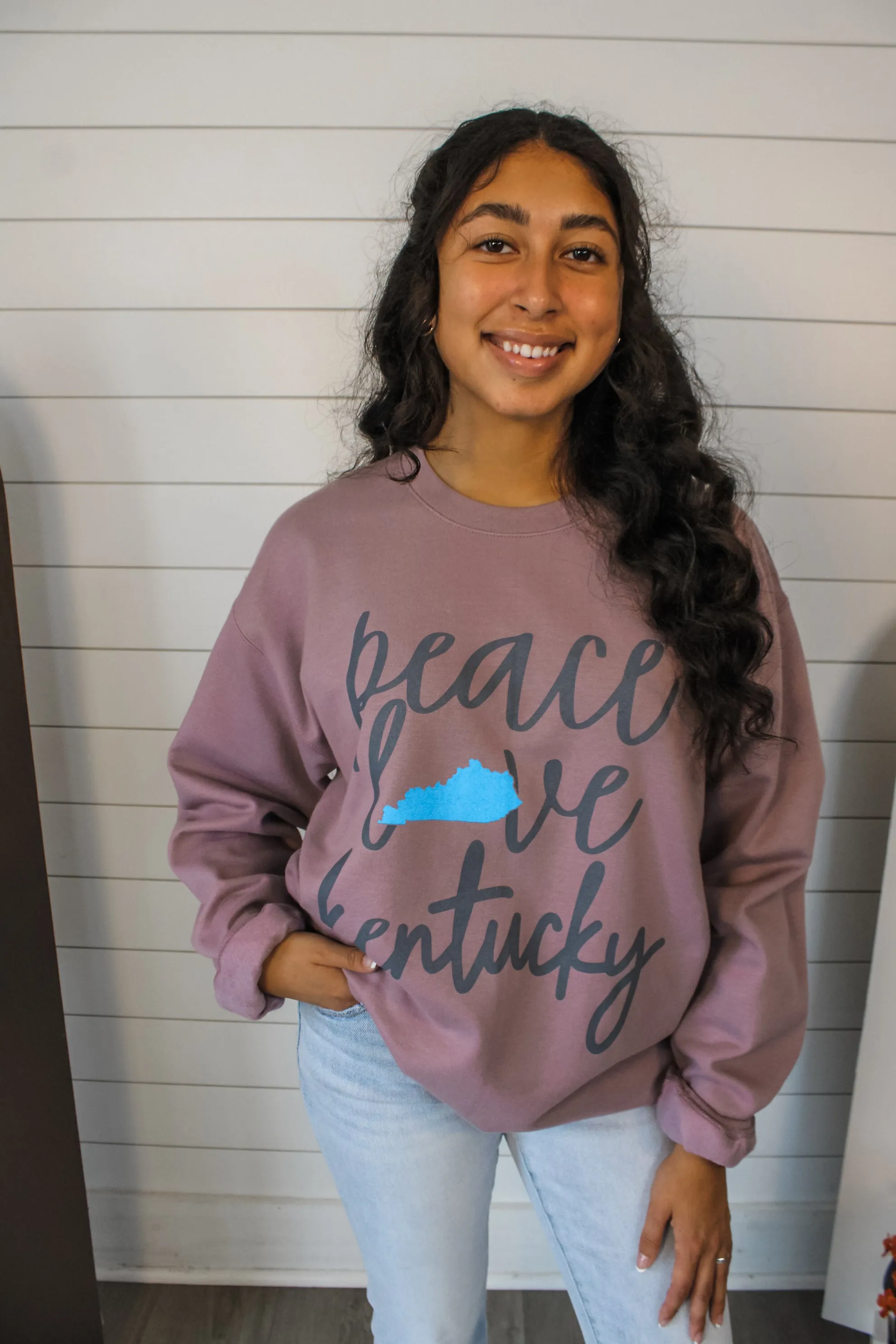 Peace Love Kentucky Graphic Sweatshirt • Mauve - FINAL SALE