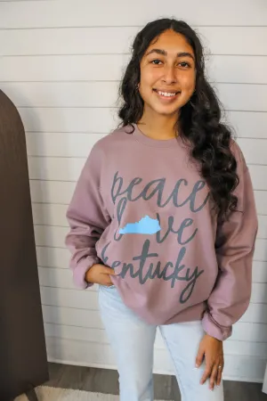 Peace Love Kentucky Graphic Sweatshirt • Mauve - FINAL SALE