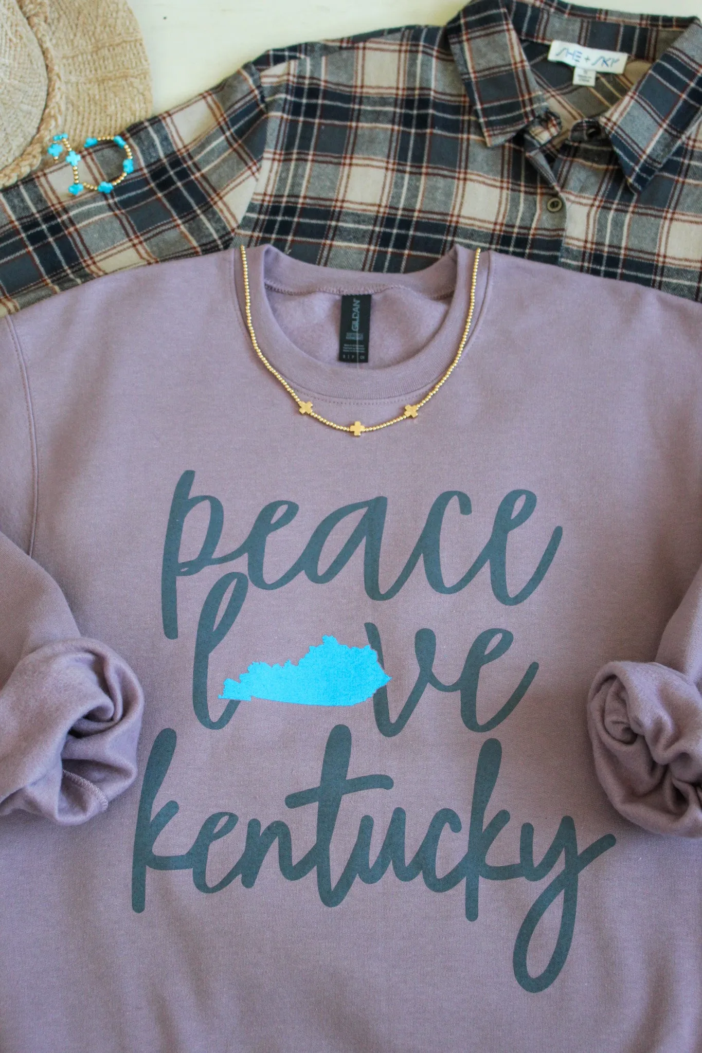 Peace Love Kentucky Graphic Sweatshirt • Mauve - FINAL SALE
