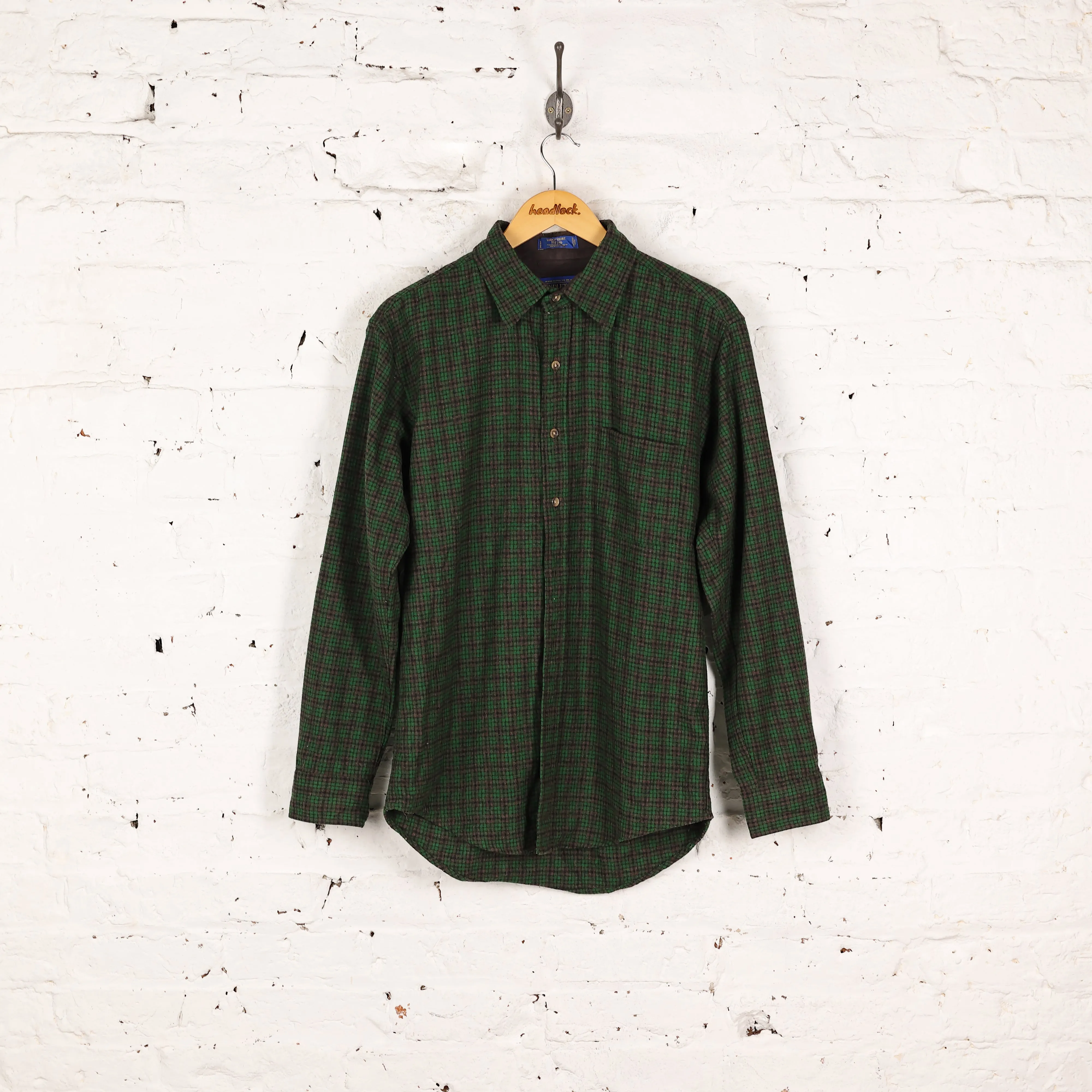 Pendleton Lodge Fitted Wool Check Shirt - Green - M