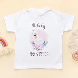 Personalised Big Sister Cute Swan T Shirt