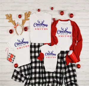 Personalised Family Surname Christmas White T-shirts