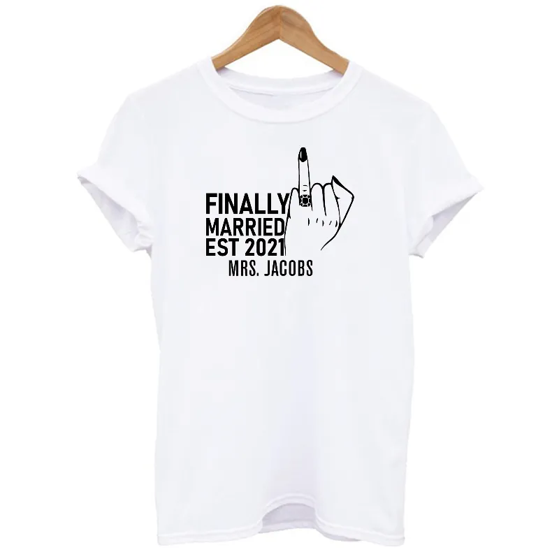 Personalised Finally Married EST 2021 MRS and MR T-Shirts