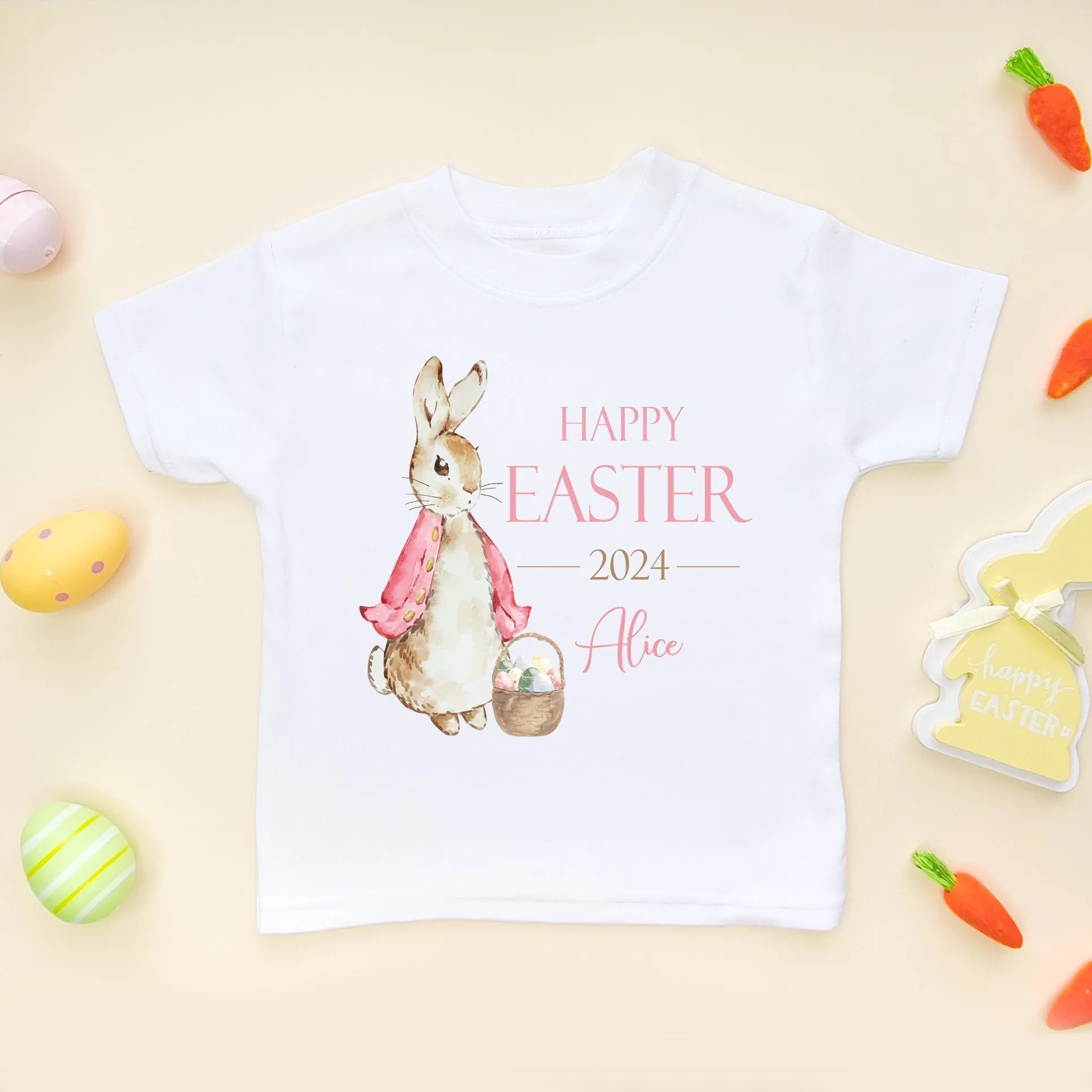 Personalised Happy Easter (Girl) Peter Rabbit Inspired Toddler T Shirt