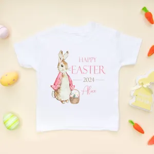 Personalised Happy Easter (Girl) Peter Rabbit Inspired Toddler T Shirt