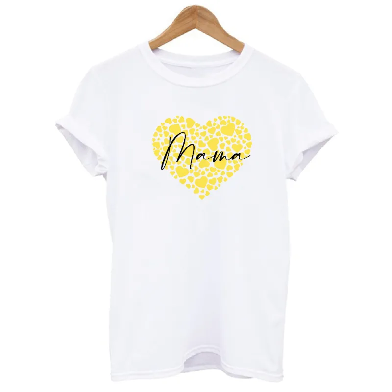 Personalised Matching Mama and Kid Hearts Graphic T-shirts