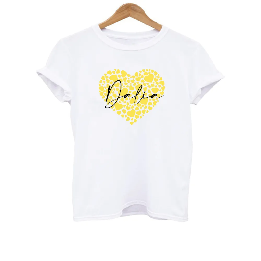 Personalised Matching Mama and Kid Hearts Graphic T-shirts
