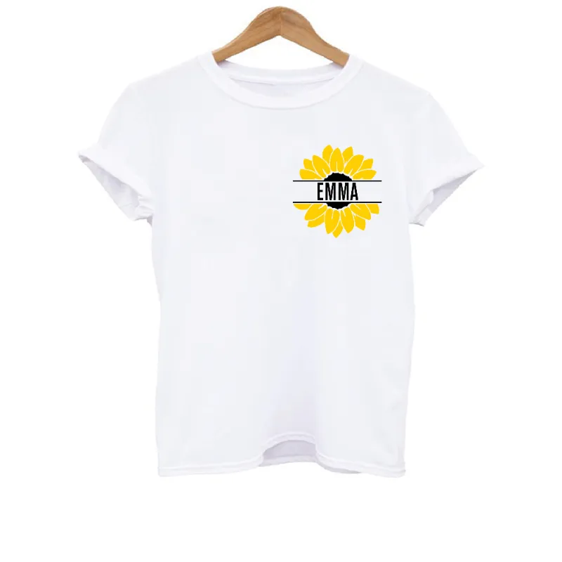 Personalised Matching Mama and Mini Sunflower Graphic T-shirts