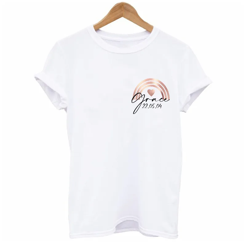 Personalised Name and Year/Date of Birth Rainbow Women's T-shirt