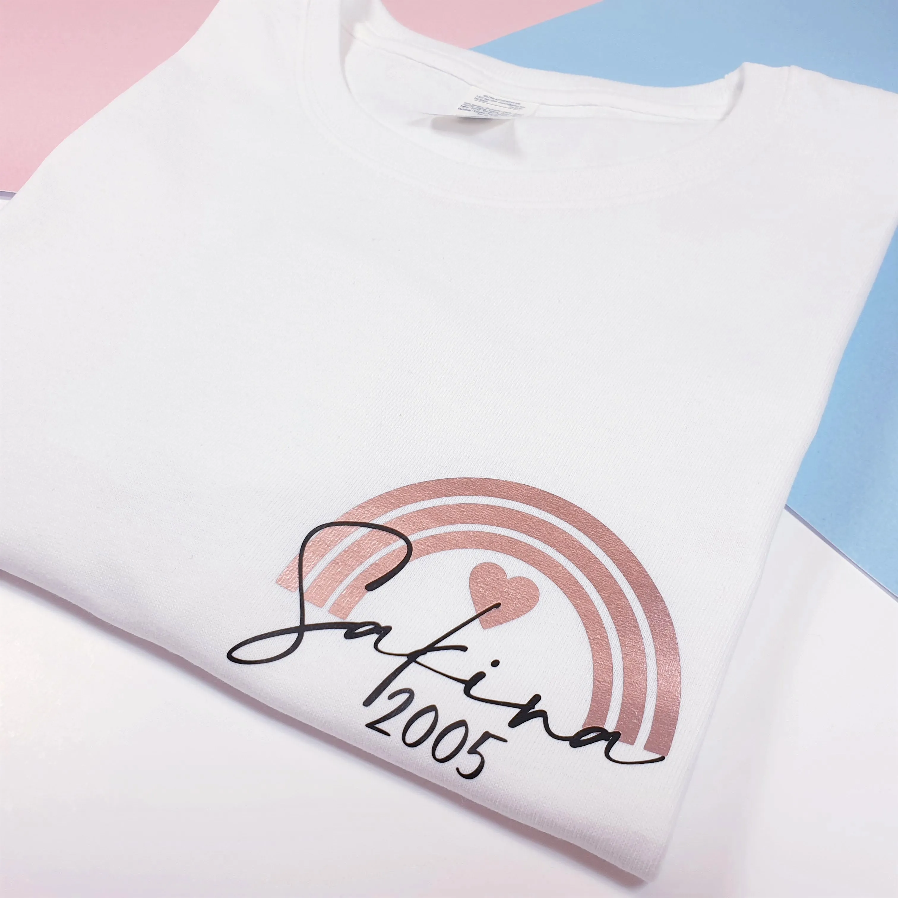 Personalised Name and Year/Date of Birth Rainbow Women's T-shirt