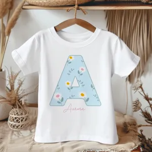 Personalised Name Daisy Flowers Pattern Toddler & Kids T Shirt