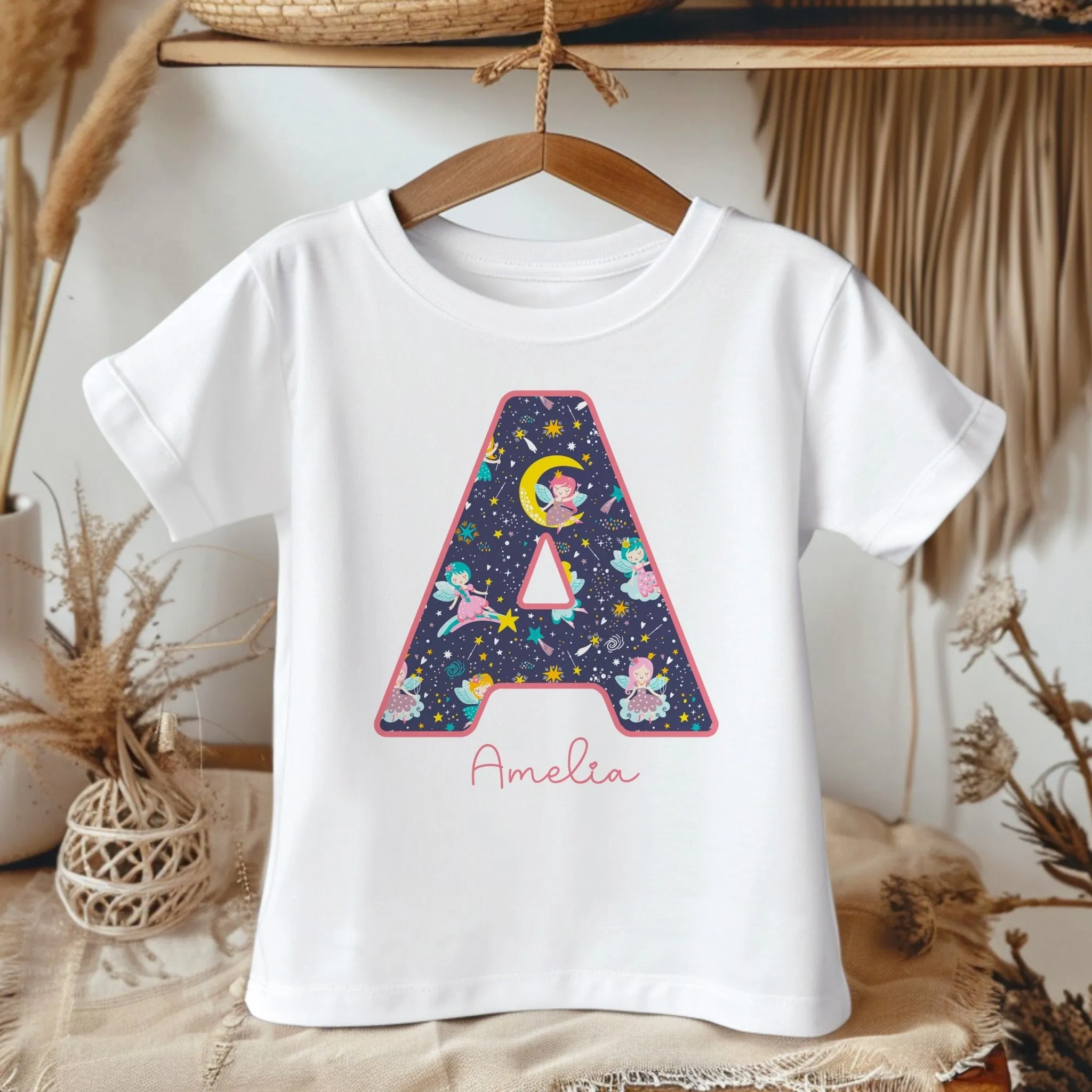 Personalised Name Fairy In Space Theme Toddler & Kids T Shirt