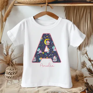 Personalised Name Fairy In Space Theme Toddler & Kids T Shirt