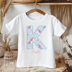 Personalised Name Rainbow Unicorn Pattern Toddler & Kids T Shirt