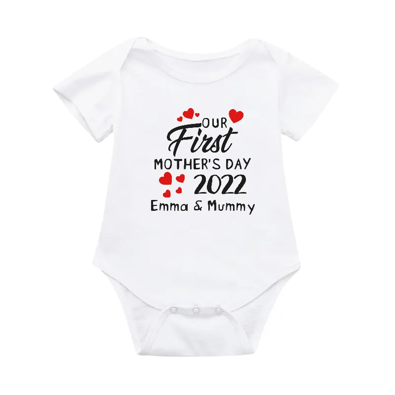 Personalised Our First Mother's Day Mummy and Baby T-shirt and Baby Vest Set