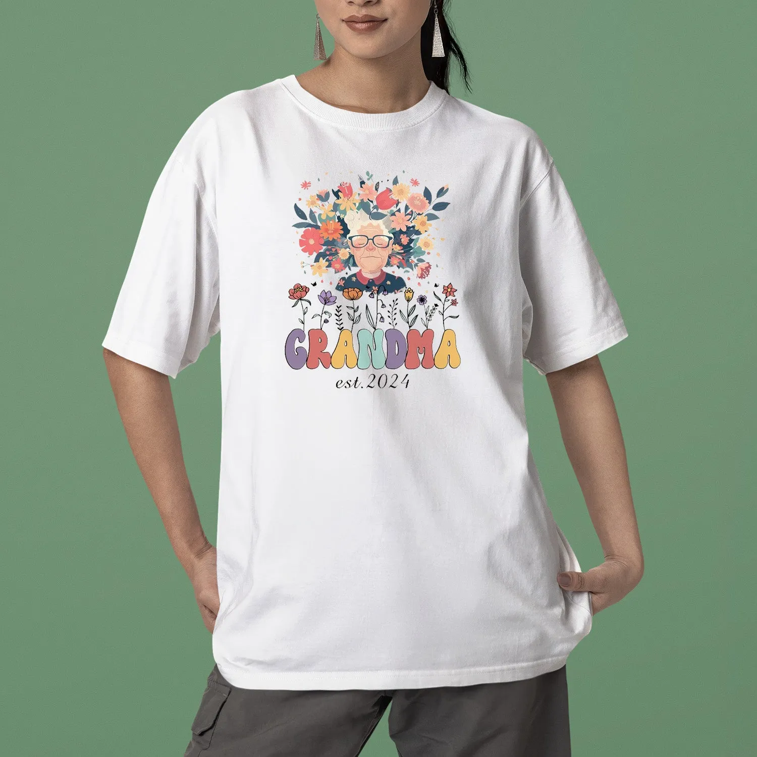 Personalized Grandma Floral Shirt, Personalized Grandma Wildflowers Sweatshirt, Grandma Est 2024, Pregnancy Announcement, Custom Nana Shirt, Grandma Gift, Mother's Day Gift