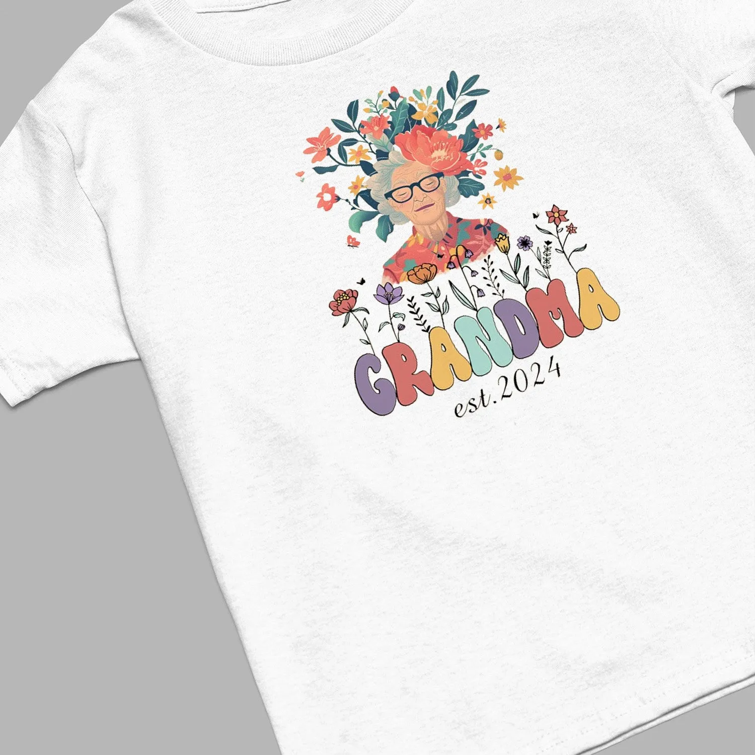 Personalized Grandma Floral Shirt, Personalized Grandma Wildflowers Sweatshirt, Grandma Est 2024, Pregnancy Announcement, Custom Nana Shirt, Grandma Gift, Mother's Day Gift