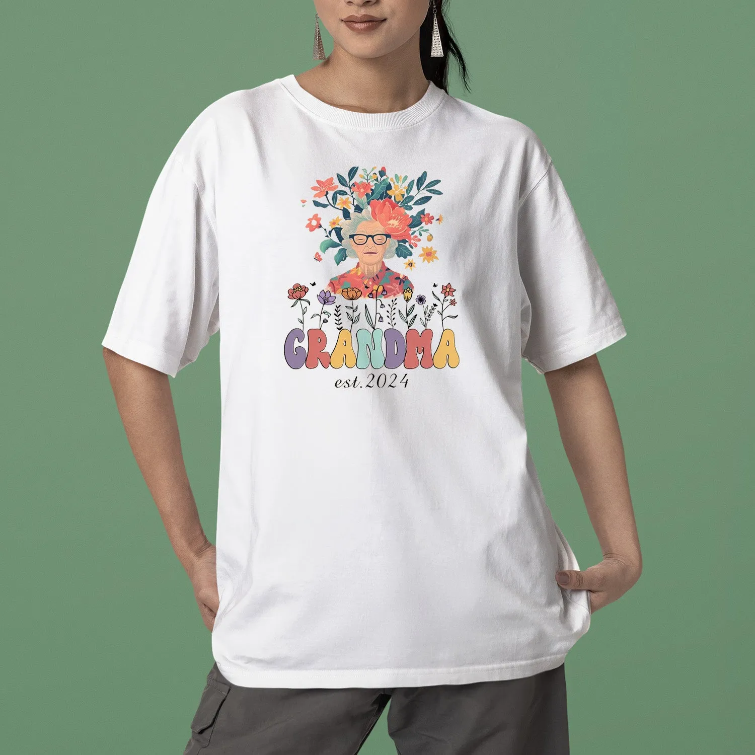 Personalized Grandma Floral Shirt, Personalized Grandma Wildflowers Sweatshirt, Grandma Est 2024, Pregnancy Announcement, Custom Nana Shirt, Grandma Gift, Mother's Day Gift
