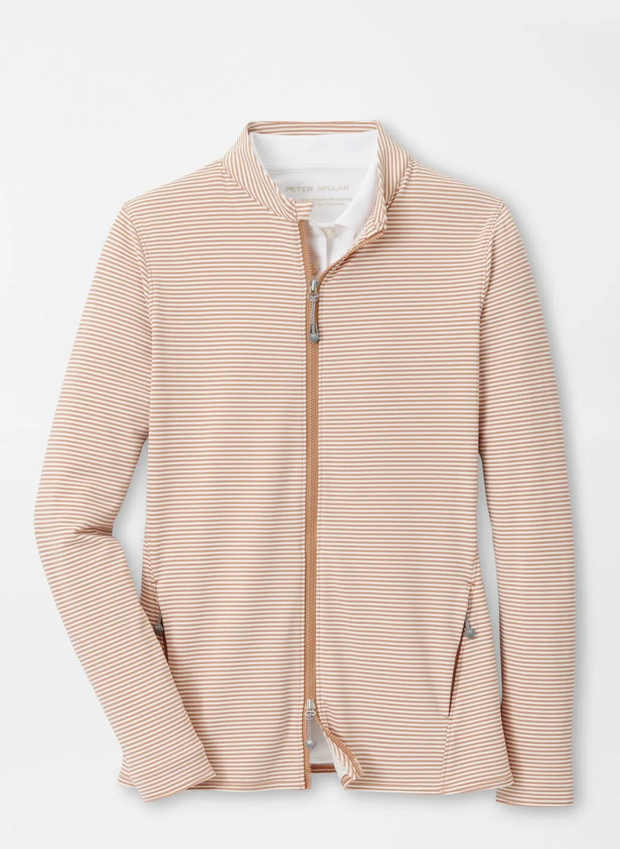 Peter Millar Womens Vista Stripe Katy Full Zip Layer - CAMEL/IVORY