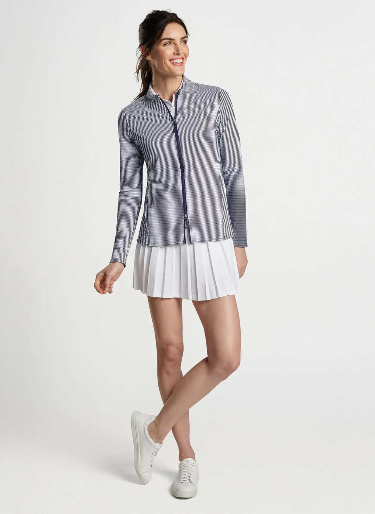 Peter Millar Womens Vista Stripe Katy Full Zip Layer - NAVY/WHITE