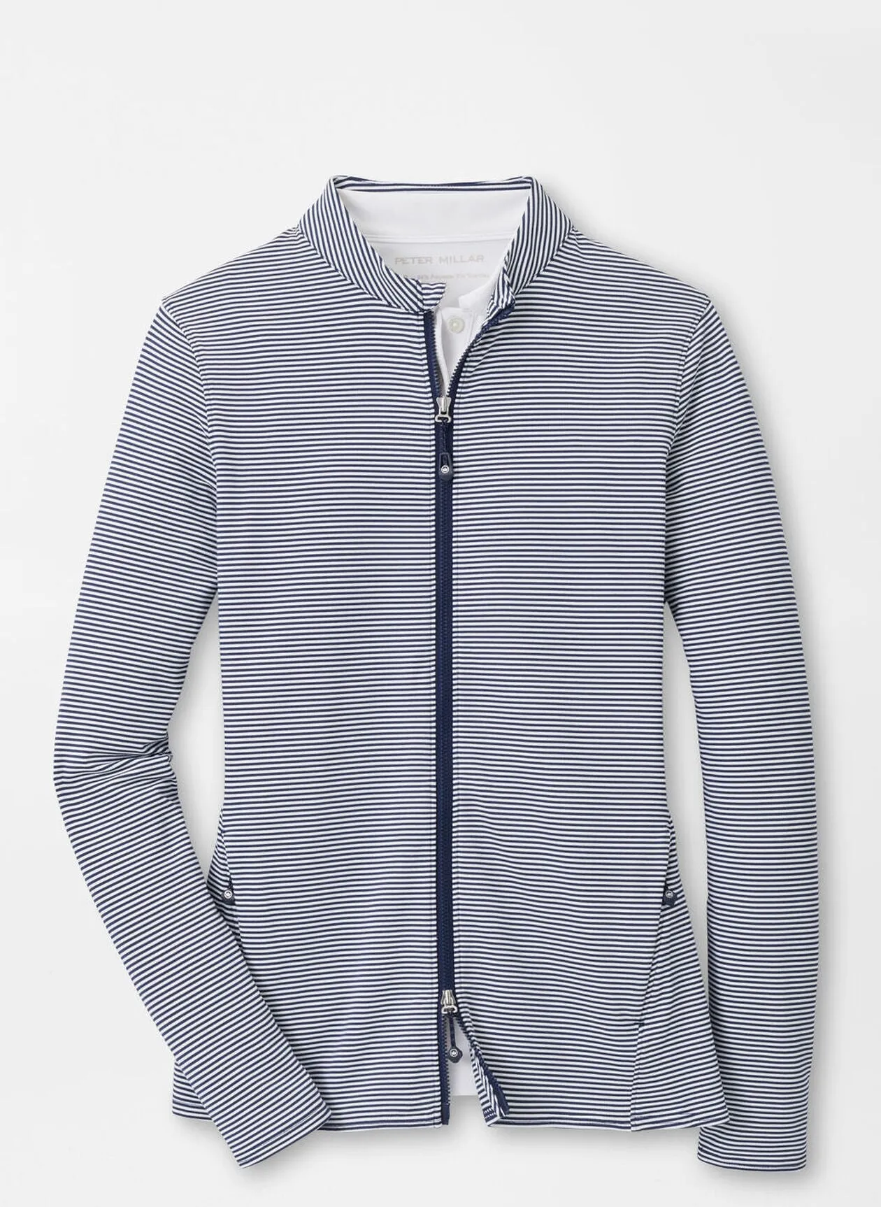 Peter Millar Womens Vista Stripe Katy Full Zip Layer - NAVY/WHITE