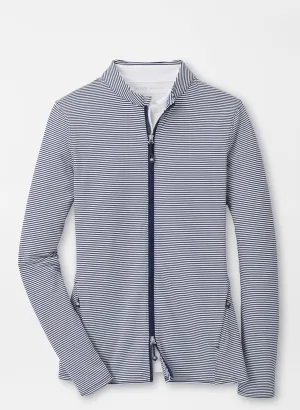 Peter Millar Womens Vista Stripe Katy Full Zip Layer - NAVY/WHITE