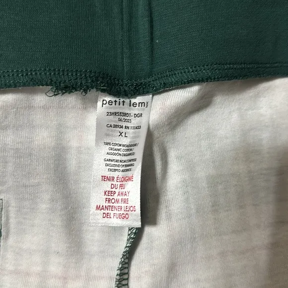 PETIT LEM Green White Red Holiday Plaid 100% Cotton Long Sleeve PJ Jogger Set
