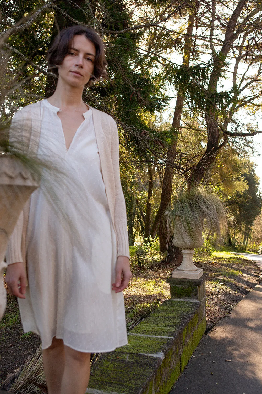 Pima Cotton Belted Cardigan in Natural