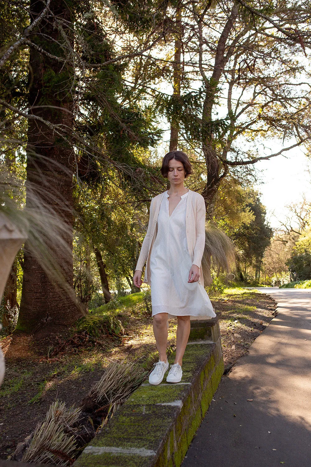 Pima Cotton Belted Cardigan in Natural