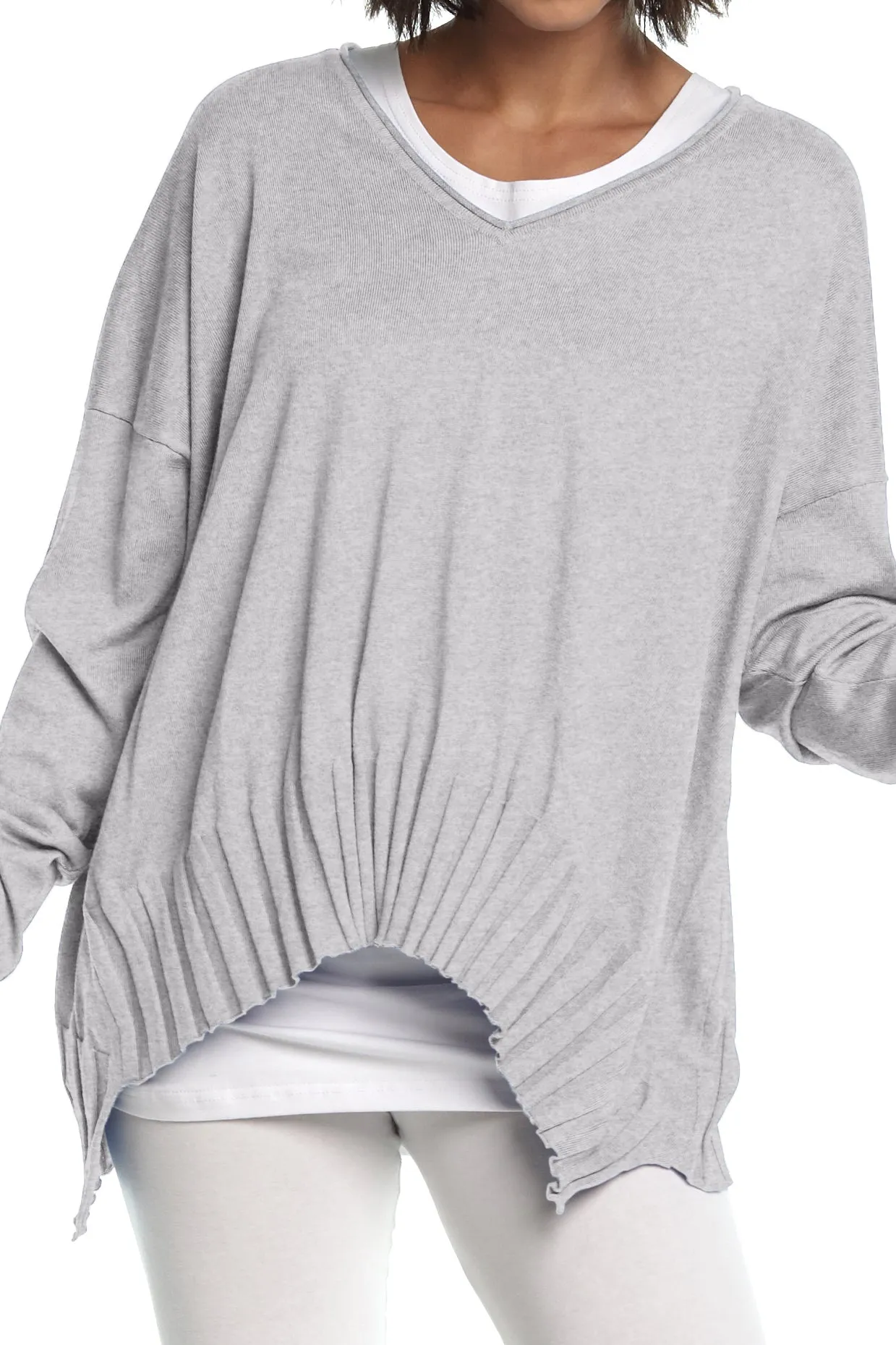 Pima Cotton Ribbed V Neck Sweater