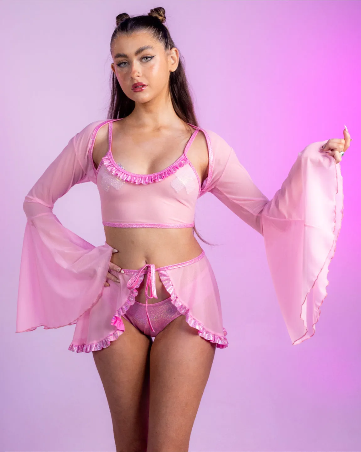 Pink Bubblegum Ruffle Shrug