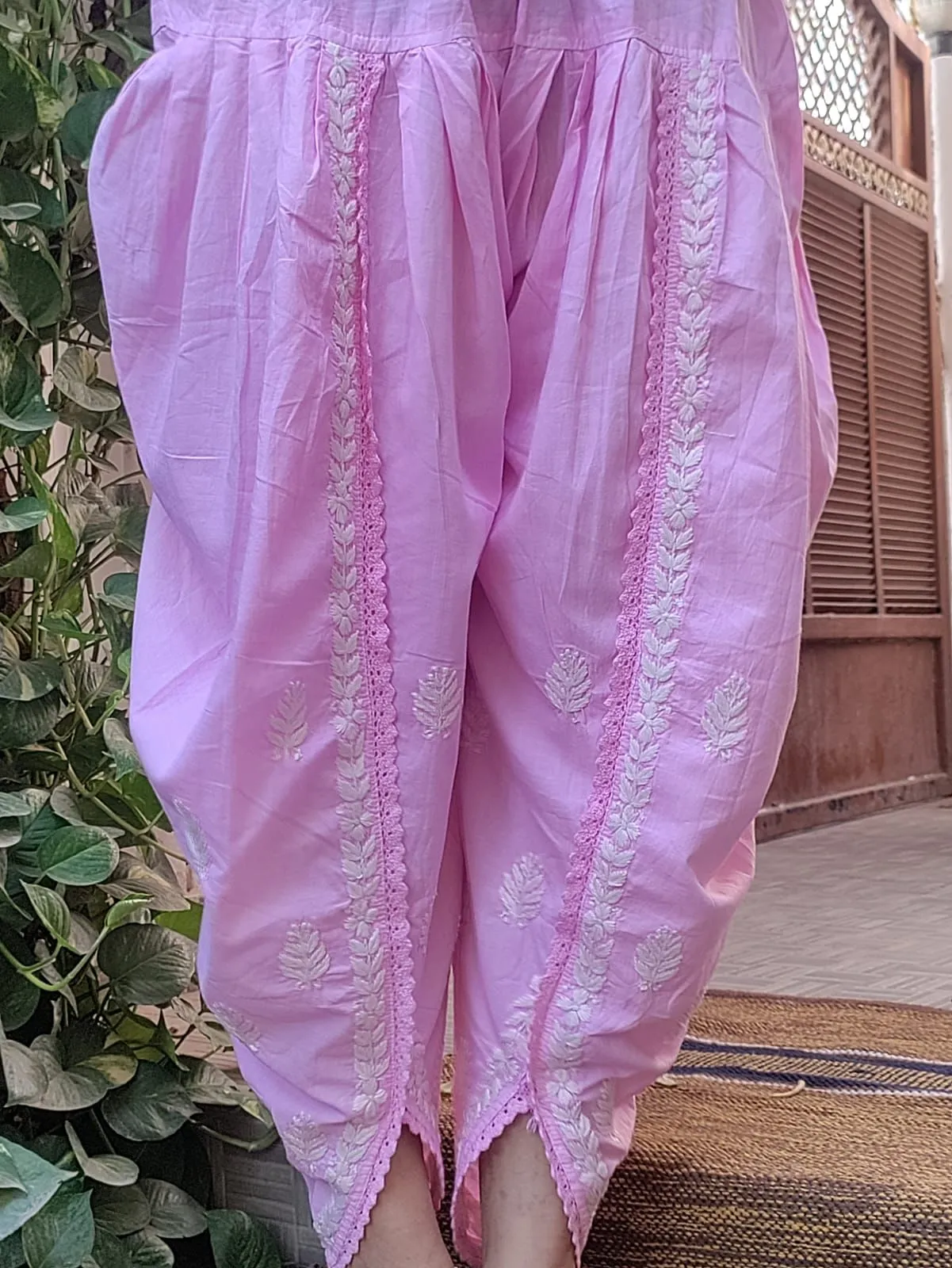 Pink Chikankari Dhoti Salwar