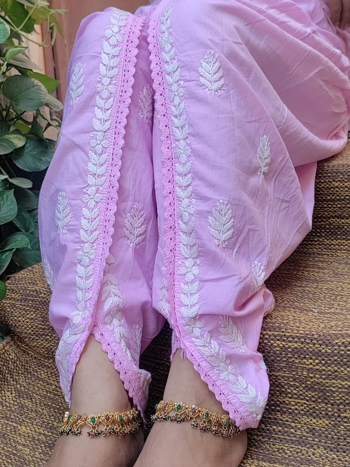 Pink Chikankari Dhoti Salwar