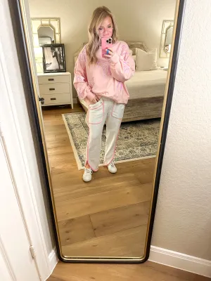 Pink Sequin Bow Sweatshirt