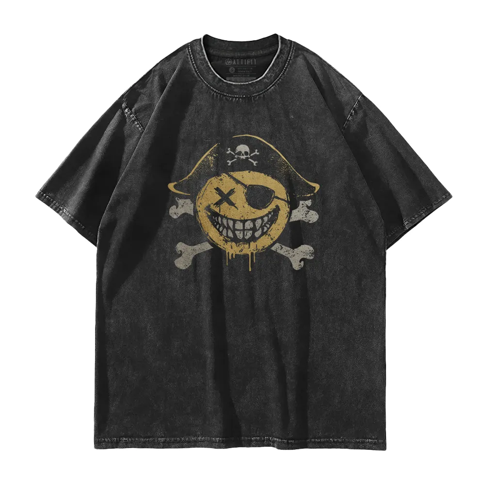 Pirate Smiley Washed T-Shirt