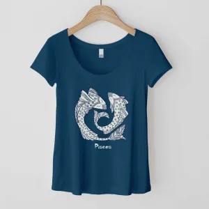 Pisces Zodiac Symbol: The Fish - Women’s Flex Scoop Neck Tee