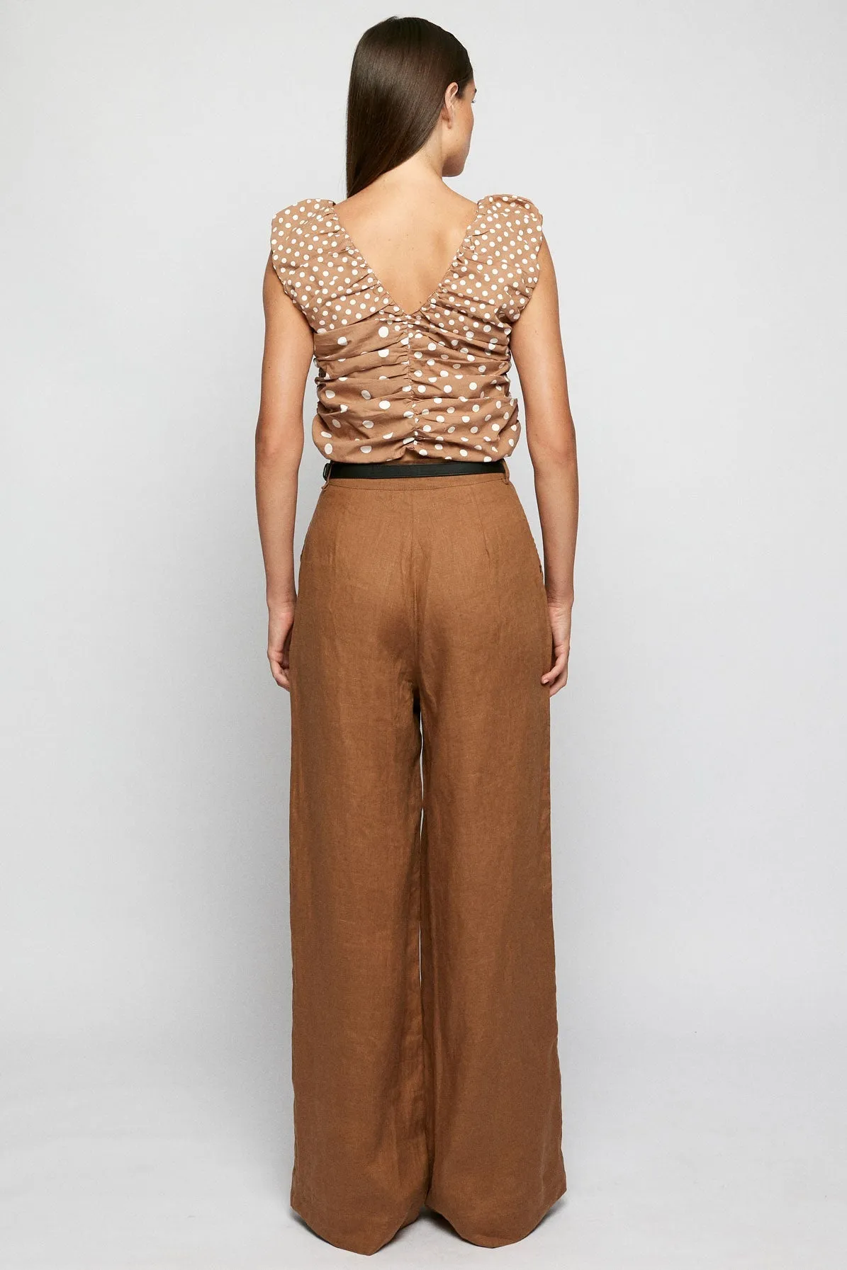 Pleated V Crop | Wide Button Up Pant