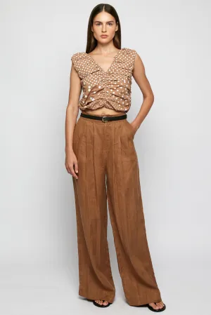 Pleated V Crop | Wide Button Up Pant