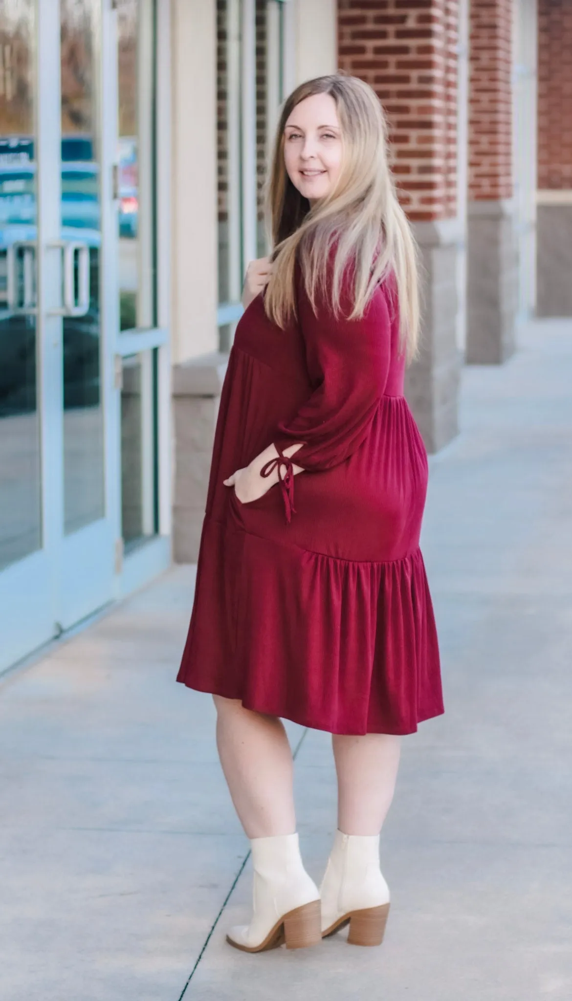 Plum Pretty Ribbed Tiered Dress