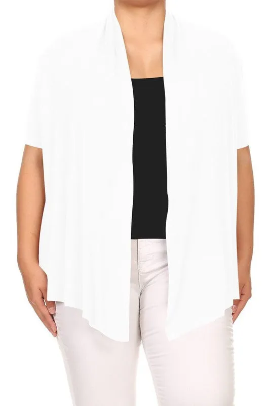 Plus Solid Waist length caedigan Loose fit