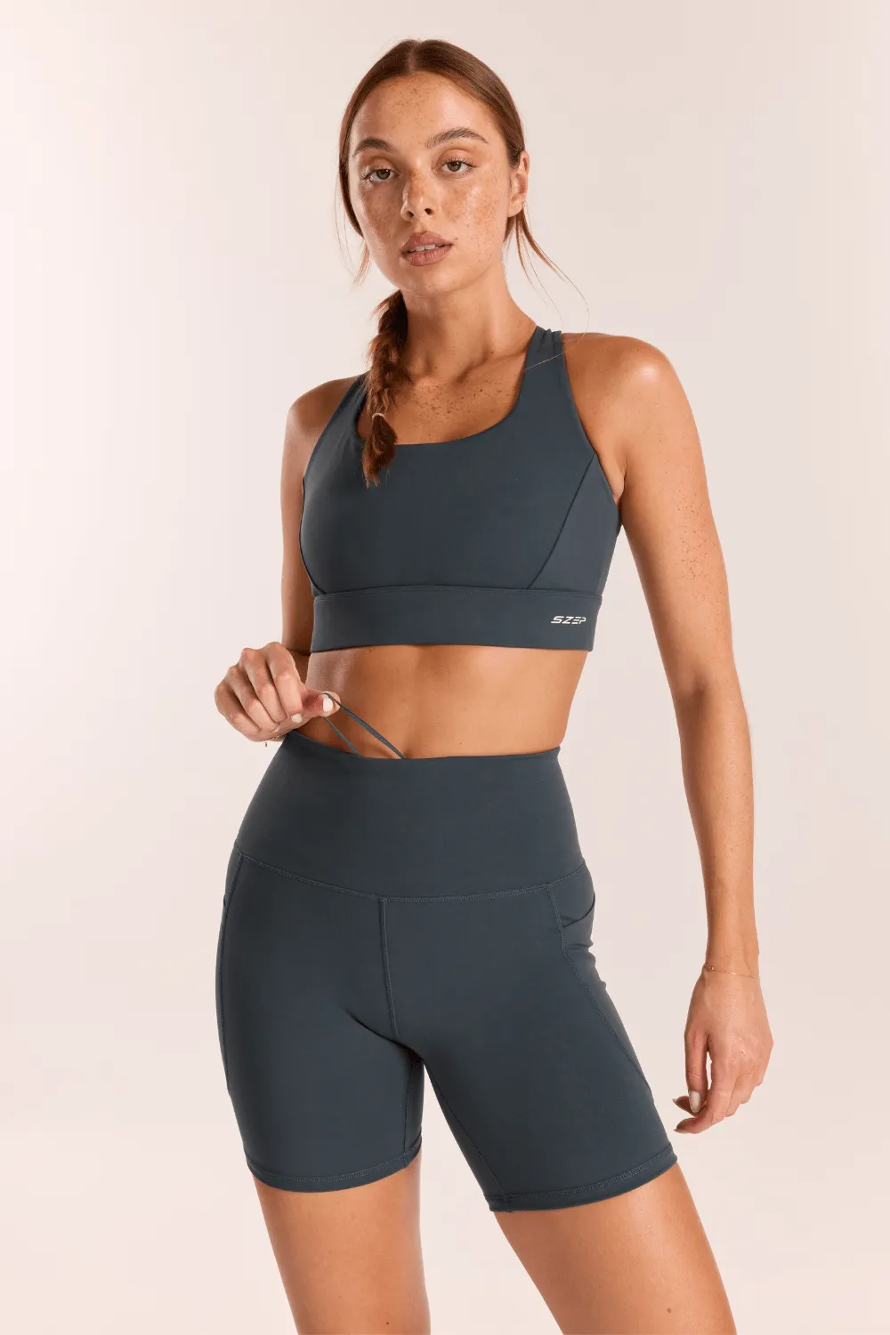 Pocket 6 Inch Short - (Compressive fit) - Teal
