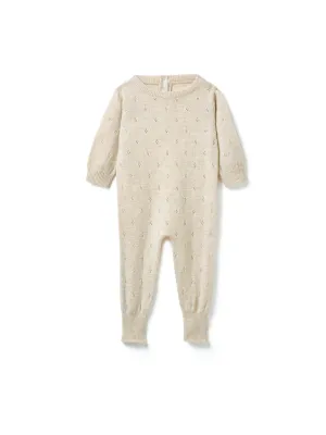 Pointelle Romper - Oatmeal Marl